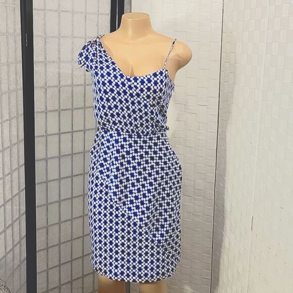 BRAND NEW BANANA REPUBLIC TIE-SHOULDER GEOMETRIC DRAPE DRESS - Picture 2 of 13